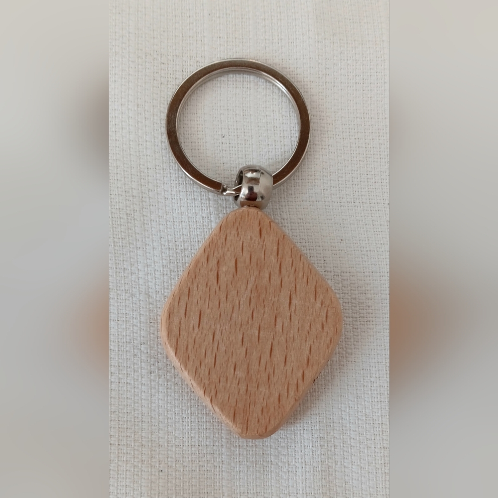 Elegant Brown Wooden Keychain - Picture 3 of 3